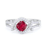 Cushion Cut Wedding Engagement Ring Round Cubic Zirconia 925 Sterling Silver