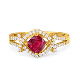 Cushion Cut Wedding  Ring Round Cubic Zirconia 925 Sterling Silver