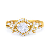 Cushion Cut Wedding  Ring Round Cubic Zirconia 925 Sterling Silver