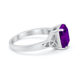 Celtic Engagement Ring Emerald Cut Simulated Cubic Zirconia 925 Sterling Silver