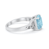 Celtic Engagement Ring Emerald Cut Simulated Cubic Zirconia 925 Sterling Silver