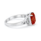 Celtic Engagement Ring Emerald Cut Simulated Cubic Zirconia 925 Sterling Silver
