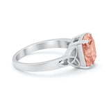 Celtic Engagement Ring Emerald Cut Simulated Cubic Zirconia 925 Sterling Silver
