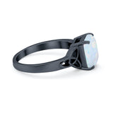 Celtic Engagement Ring Emerald Cut Simulated Cubic Zirconia 925 Sterling Silver