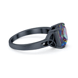 Celtic Engagement Ring Emerald Cut Simulated Cubic Zirconia 925 Sterling Silver