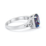 Celtic Engagement Ring Emerald Cut Simulated Cubic Zirconia 925 Sterling Silver