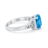 Celtic Engagement Ring Emerald Cut Simulated Cubic Zirconia 925 Sterling Silver