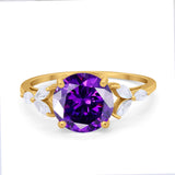 Large Stone Cocktail Art Deco Engagement Ring Round Cubic Zirconia 925 Sterling Silver