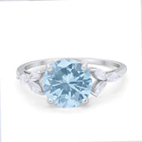 Large Stone Cocktail Art Deco Engagement Ring Round Cubic Zirconia 925 Sterling Silver