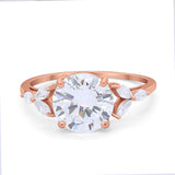 Large Stone Cocktail Art Deco Engagement Ring Round Cubic Zirconia 925 Sterling Silver