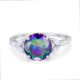 Large Stone Cocktail Art Deco Engagement Ring Round Cubic Zirconia 925 Sterling Silver