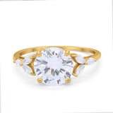Large Stone Cocktail Art Deco Engagement Ring Round Cubic Zirconia 925 Sterling Silver