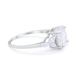 Large Stone Cocktail Art Deco Engagement Ring Round Cubic Zirconia 925 Sterling Silver