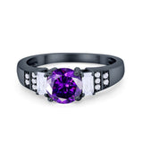 Vintage Style Wedding Ring Round Simulated Cubic Zirconia 925 Sterling Silver