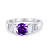 Vintage Style Wedding Ring Round Simulated Cubic Zirconia 925 Sterling Silver