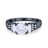 Vintage Style Wedding Ring Round Simulated Cubic Zirconia 925 Sterling Silver