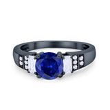 Vintage Style Wedding Ring Round Simulated Cubic Zirconia 925 Sterling Silver