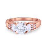 Vintage Style Wedding Ring Round Simulated Cubic Zirconia 925 Sterling Silver