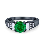 Vintage Style Wedding Ring Round Simulated Cubic Zirconia 925 Sterling Silver