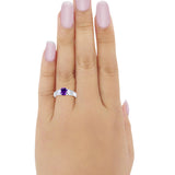 Vintage Style Wedding Ring Round Simulated Cubic Zirconia 925 Sterling Silver