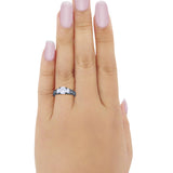 Vintage Style Wedding Ring Round Simulated Cubic Zirconia 925 Sterling Silver