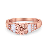 Vintage Style Wedding Ring Round Simulated Cubic Zirconia 925 Sterling Silver