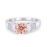 Vintage Style Wedding Ring Round Simulated Cubic Zirconia 925 Sterling Silver