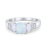 Vintage Style Wedding Ring Round Simulated Cubic Zirconia 925 Sterling Silver