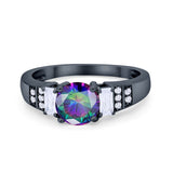 Vintage Style Wedding Ring Round Simulated Cubic Zirconia 925 Sterling Silver