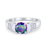 Vintage Style Wedding Ring Round Simulated Cubic Zirconia 925 Sterling Silver