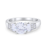 Vintage Style Wedding Ring Round Simulated Cubic Zirconia 925 Sterling Silver