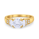 Vintage Style Wedding Ring Round Simulated Cubic Zirconia 925 Sterling Silver