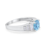Vintage Style Wedding Ring Round Simulated Cubic Zirconia 925 Sterling Silver