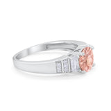 Vintage Style Wedding Ring Round Simulated Cubic Zirconia 925 Sterling Silver