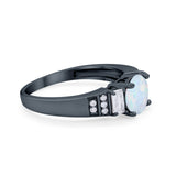 Vintage Style Wedding Ring Round Simulated Cubic Zirconia 925 Sterling Silver