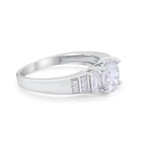 Vintage Style Wedding Ring Round Simulated Cubic Zirconia 925 Sterling Silver