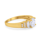 Vintage Style Wedding Ring Round Simulated Cubic Zirconia 925 Sterling Silver