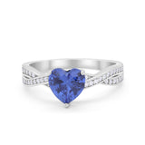Heart Infinity Shank Promise Ring Simulated Cubic Zirconia 925 Sterling Silver