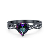 Heart Infinity Shank Promise Ring Simulated Cubic Zirconia 925 Sterling Silver