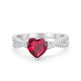 Heart Infinity Shank Promise Ring Simulated Cubic Zirconia 925 Sterling Silver