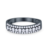 Art Deco Half Eternity Engagement Band Ring 925 Sterling Silver