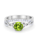 Celtic Wedding Ring Band Simulated Cubic Zirconia 925 Sterling Silver