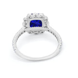 Halo Cushion Engagement Bridal Ring Simulated Cubic Zirconia 925 Sterling Silver