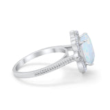 Halo Emerald Cut Engagement Ring Simulated Cubic Zirconia 925 Sterling Silver