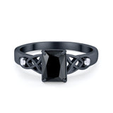 Wedding Ring Emerald Cut Round Simulated Cubic Zirconia 925 Sterling Silver