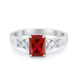 Wedding Ring Emerald Cut Round Simulated Cubic Zirconia 925 Sterling Silver