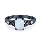 Wedding Ring Emerald Cut Round Simulated Cubic Zirconia 925 Sterling Silver