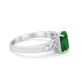 Wedding Ring Emerald Cut Round Simulated Cubic Zirconia 925 Sterling Silver