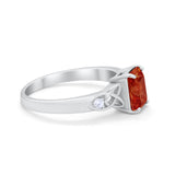 Wedding Ring Emerald Cut Round Simulated Cubic Zirconia 925 Sterling Silver
