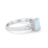 Wedding Ring Emerald Cut Round Simulated Cubic Zirconia 925 Sterling Silver
